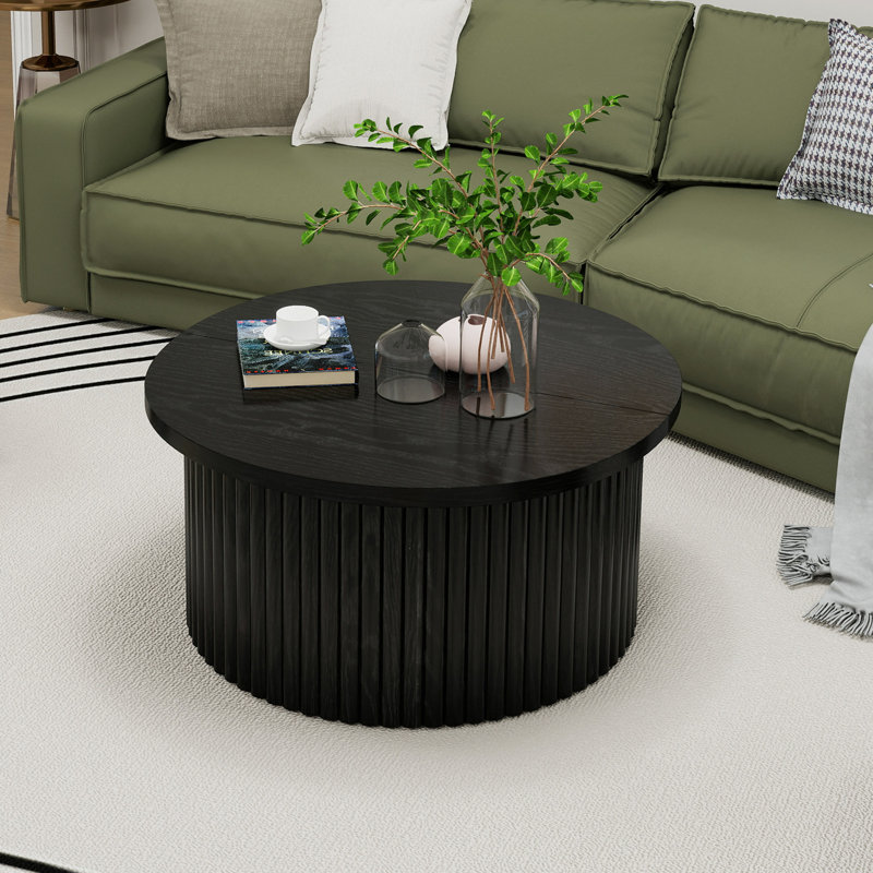 Table basse, table basse ronde, table de bout d'appoint pour salon, appartement, Noir