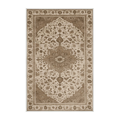 Machine Washable Tabriz Beige Area Rug