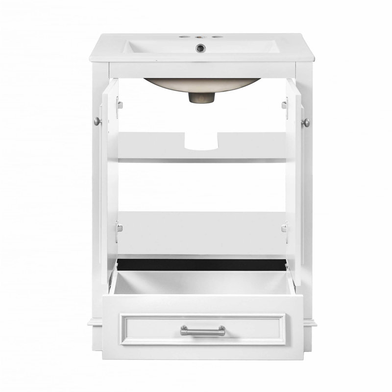 Meuble-lavabo 24 po avec lavabo en céramique, Blanc