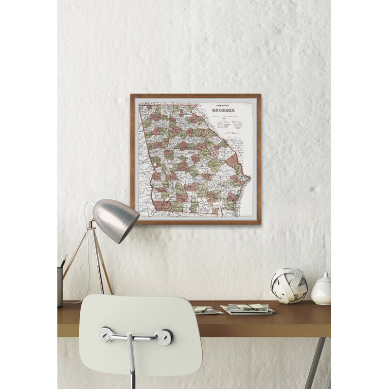 Carte rétro de l'État de Géorgie - reproduction de photo encadrée sur papier, H 18 po x l 18 po x 1,5 po