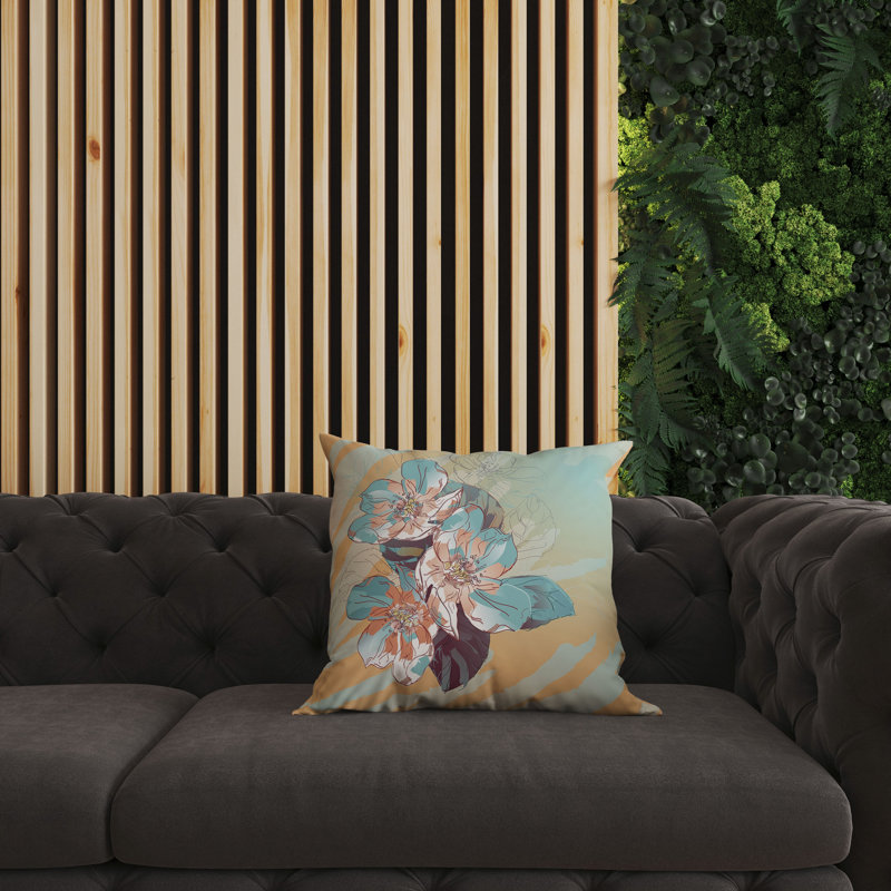 Coussin Rosemary, H 16 po x l 16 po, Orange / Cyan