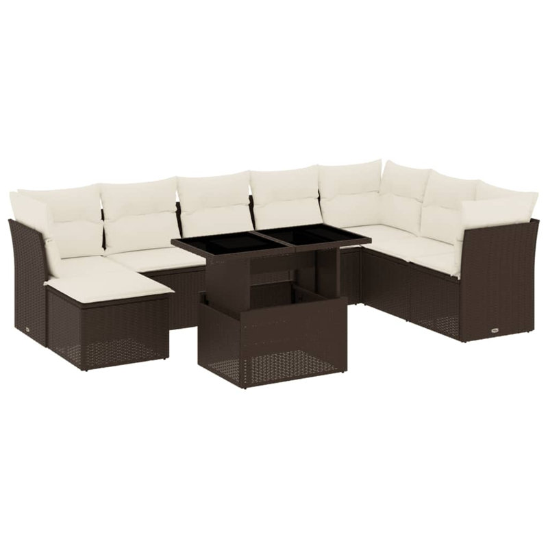 Ensemble de canapé de jardin Vidaxl brun, blanc crème