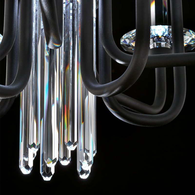 Calliope 12 Light Crystal LED Chandelier, Black