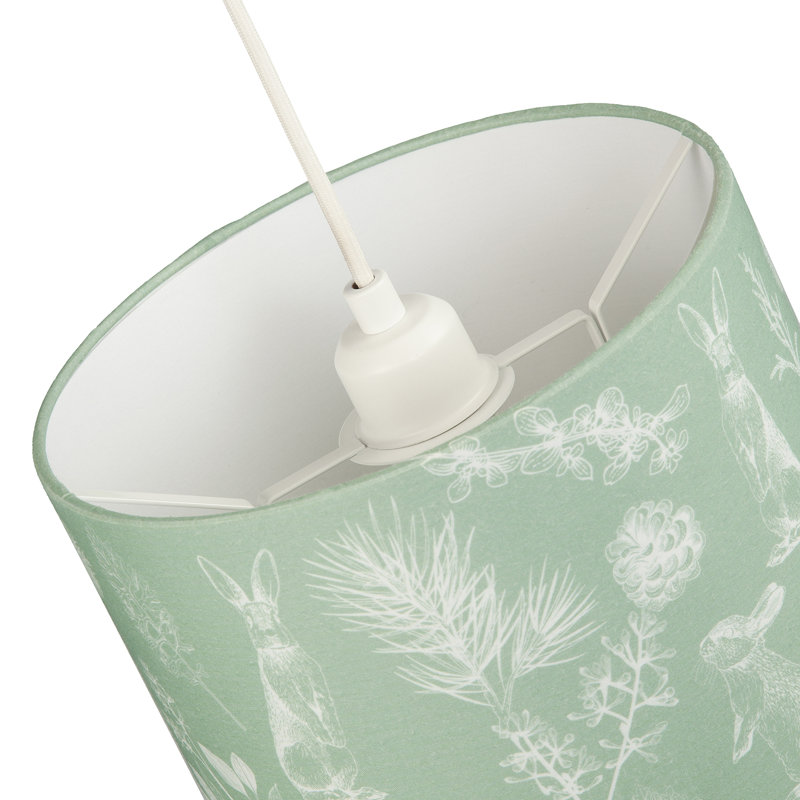 18cm H Cotton Blend Drum Lamp Shade ( Screw On ) in Green
