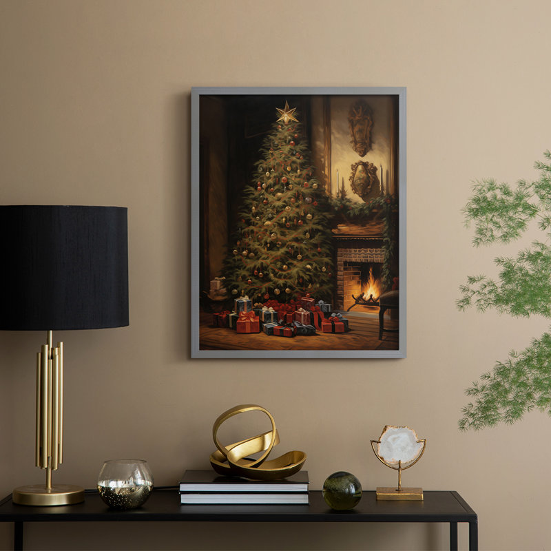 «Christmas Holiday Art» DCLXIX, reproduction encadrée - bois massif, H 15 po x l 12 po, Gris