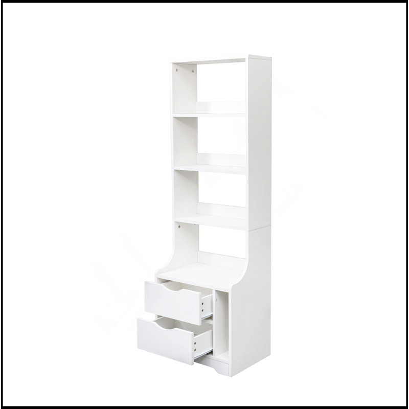 Table de chevet avec bibliothèque, table de chevet avec 2 tiroirs de rangement pour la chambre à coucher