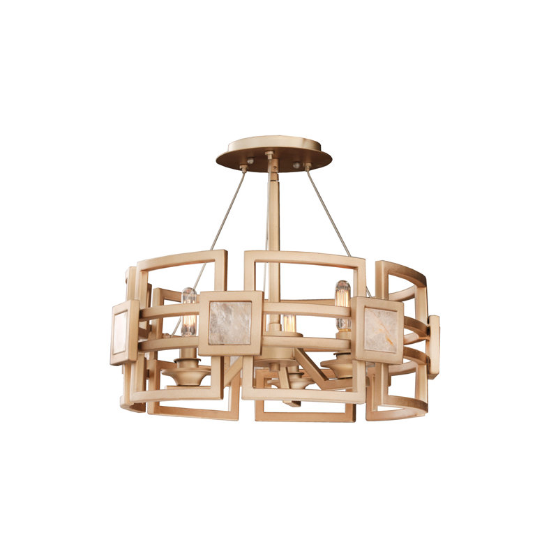 Metropolis 3 LT Modern Gold Semi-Flush Mount Kalco