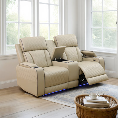 Layla Electric Breathing Leather Recliner Loveseat by Red Barrel Studio
