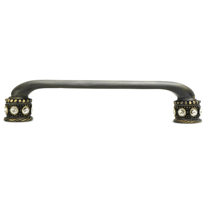 Cache 5 inch center to center pull with Swarovski Crystals & sleeves in finish Antique Brass, Antique Brass