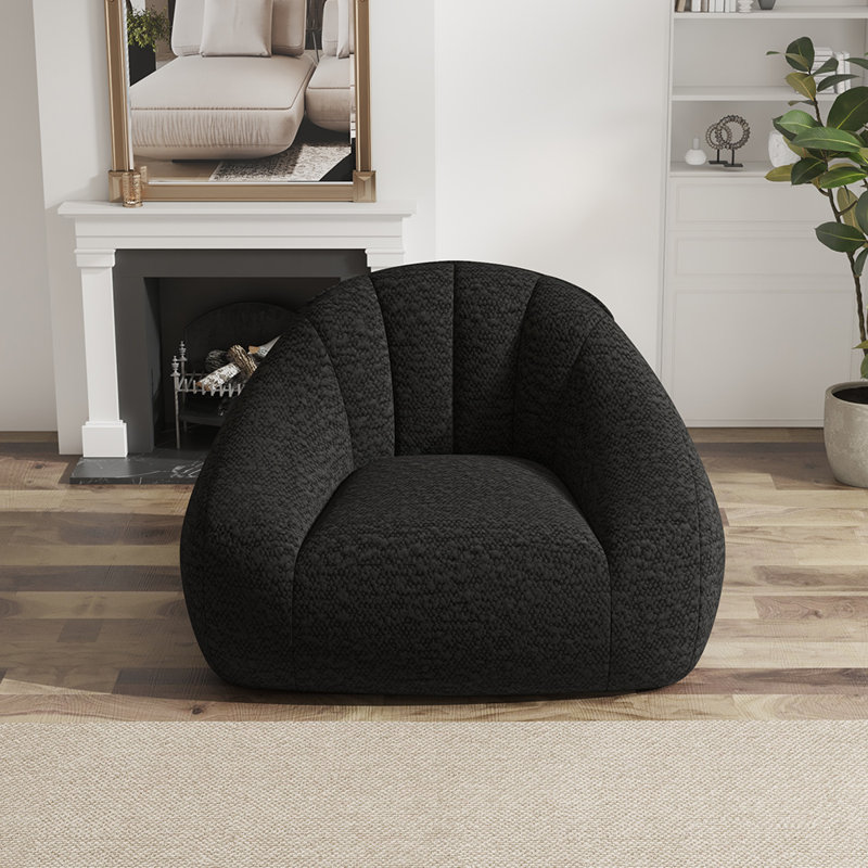Pouf l 40 po x P 40 po x H 28,3 po pour salon, Polyester noir