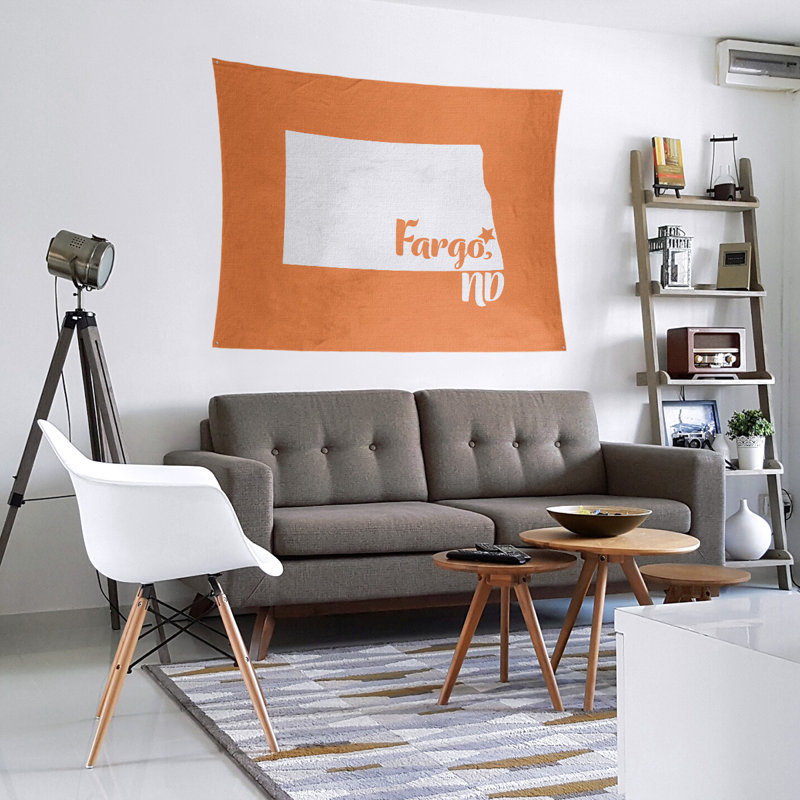 Tapisserie Fargo North Dakota, H 27,5 po x l 37,5 po, Orange
