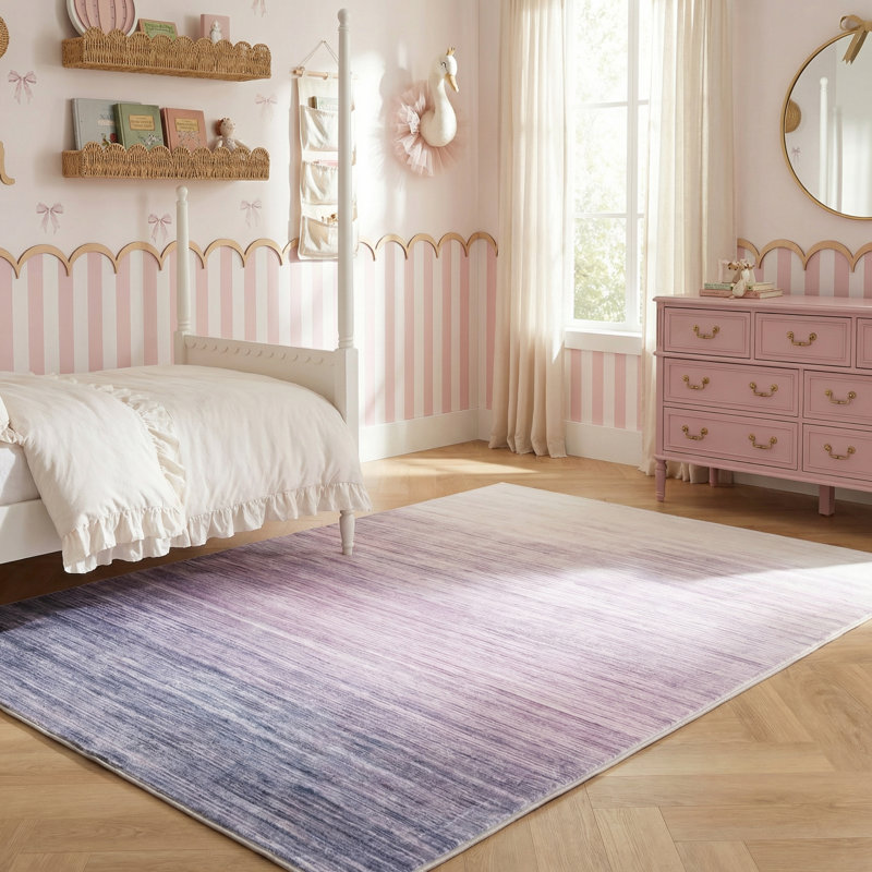 Rug Branch Soren 7' x 10' (6'7" x 9'6") Purple/Cream Ombre Kids Area Rug, Modern, Medium Pile, Stain-Resistant Carpet - Playroom, Nursery, Toy Room and Bedroom