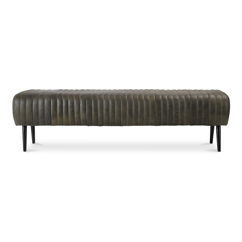 Endora Leather Bench, Olive Green, Black