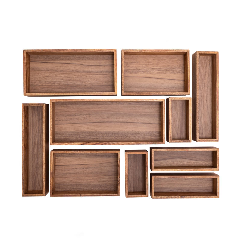 Ensemble de rangement de tiroir en bois d'acacia 10 pièces