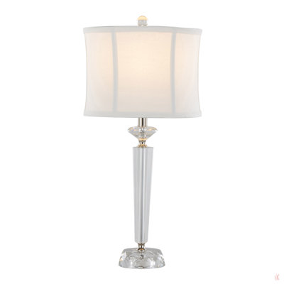 Diamond Torch 25.75" Contemporary Crystal Table Lamp In Clear K9 Crystal With Off-White Linen Shade And Polished Nickel Accents From Grandview Gallery - Set Of 2
