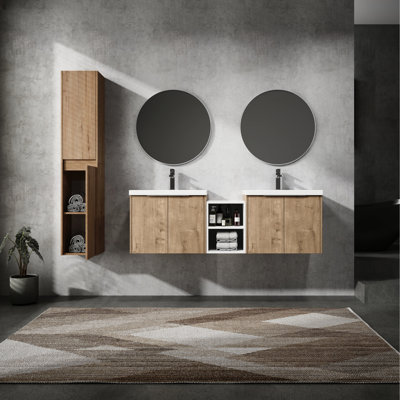 Meuble-lavabo 60 po - Évier et armoire d'appoint, rouille, meuble au design moderne, finition spacieuse
