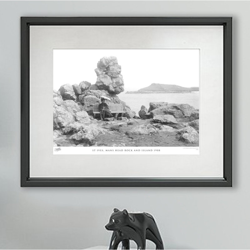 St Ives, Mans Head Rock And Island 1908 by Francis Frith - Single Picture Frame Print, 60cm H x 80cm W x 2.3cm D