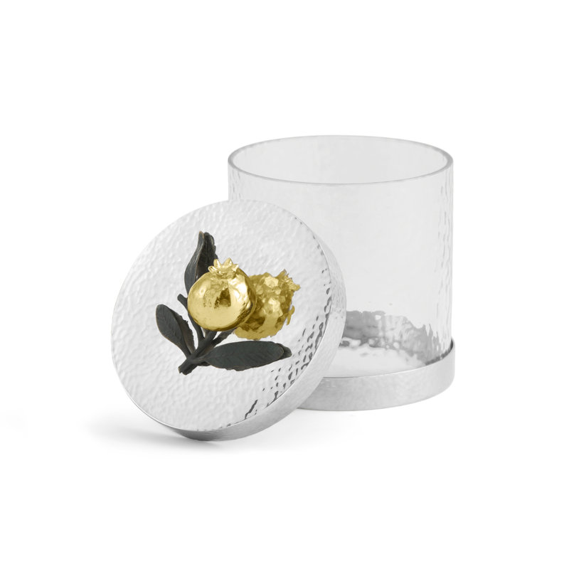 Butterfly Ginkgo Pomegranate Kitchen Canister, 5" H x 6.25" W x 6.25" D