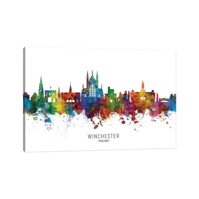 Winchester England Skyline by Michael Tompsett - Wrapped Canvas Painting