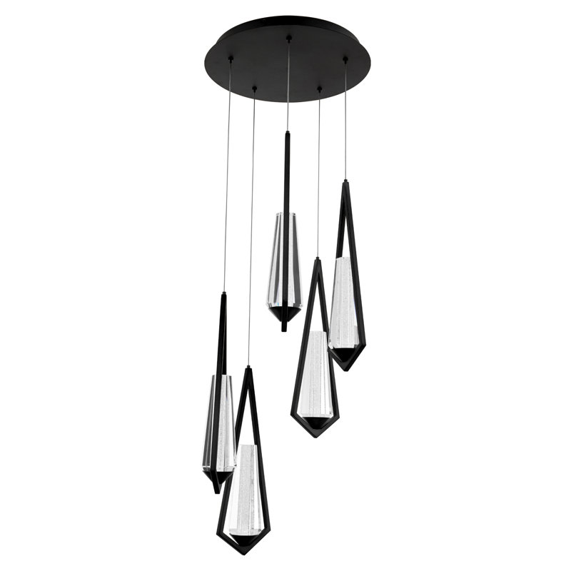 Devotion LED Pendant, 18" H x 17" W x 17" D, Black, 5 Lights