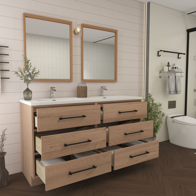 Victoria 47.2'' Single Bathroom Vanity with Acrylic Top, Red Oak