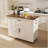 46" Kitchen Island on Wheels with Storage & Power Outlet – White