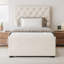 Velvet Fabric Upholstered Platform Bed With Trundle Bed And Adjustable Button Tufted Headboard-403951036