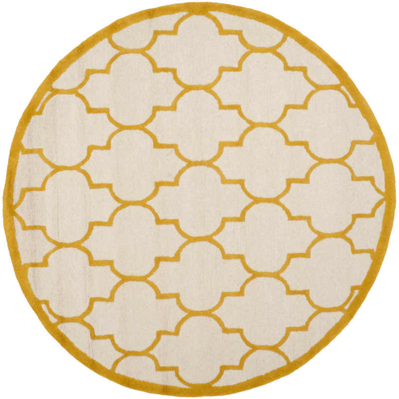 Cannen Hand Tufted Wool Geometric Rug, Round 6'