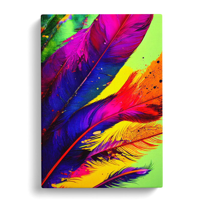 Paint Drip Feathers No.3 - Wrapped Canvas, 50cm H x 35cm W x 3cm D