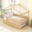 Lit simple en bois avec lit gigogne simple et garde-corps-2038812849