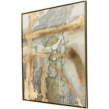 Gold Leaf Tree in Autumn, Contemporary Hand Painted Artwork, Brown, Gold and Silver, 71 W x 3 D x 71 H Inches Everly Quinn