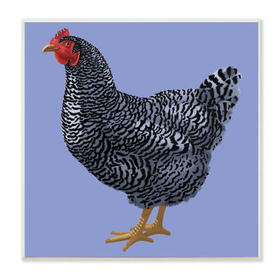 " Striped Farm Chicken Over Purple Smiling Bird " by Sally Springer Griffith