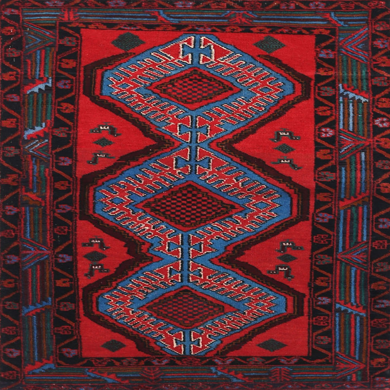 Tapis rouge à motif sud-ouest, Rond 8 pi