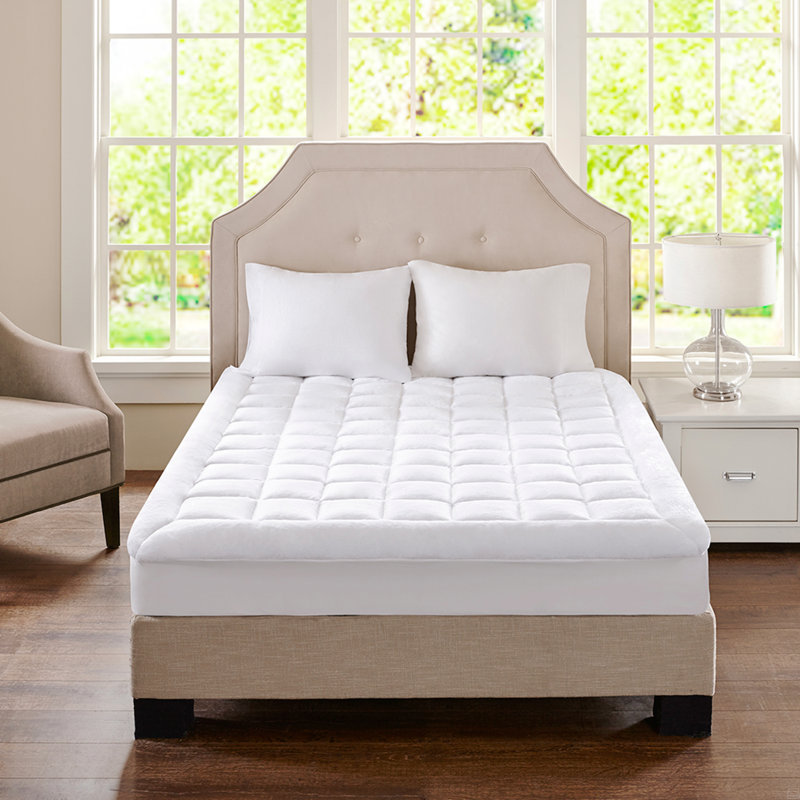 Surmatelas moelleux imperméable hypoallergénique en duvet synthétique, Grand lit
