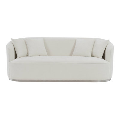 Odette Contemporary 83"L Upholstered Sofa with 4 Pillows in Beige