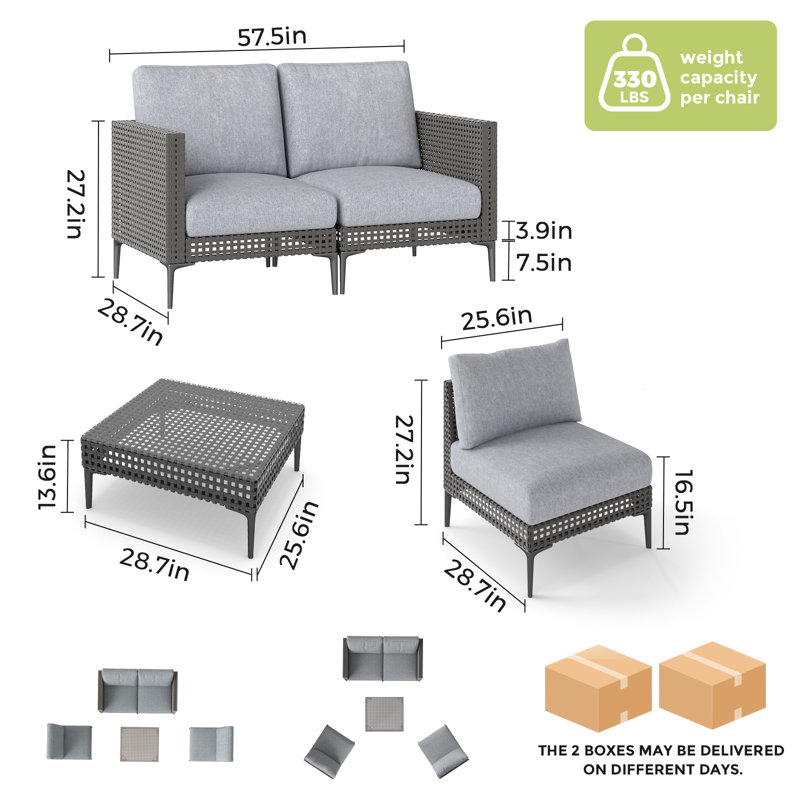Zosia Weatherproof Rattan 4-Seater Outdoor Sofa Set