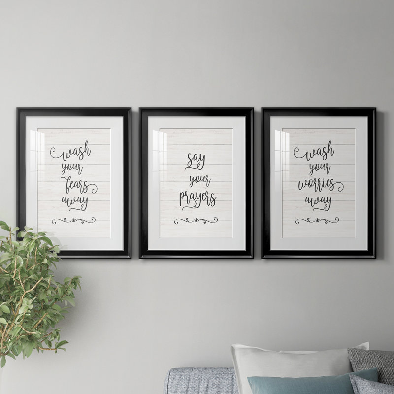 «Say Your Prayers», reproduction de 3 pièces, Noir, H 18,5 po x l 73,5 po x P 1,5 po
