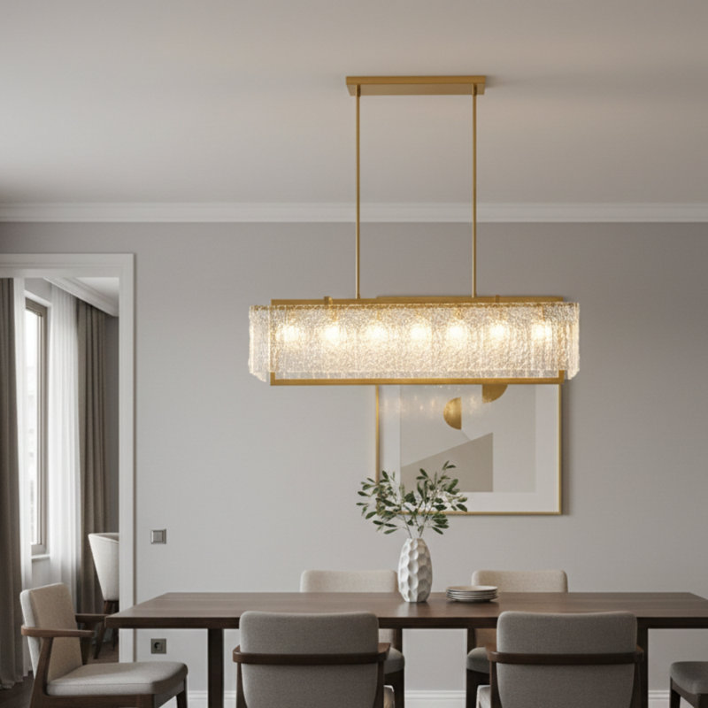 Lustre rectangulaire en verre 7 lumières Transitional