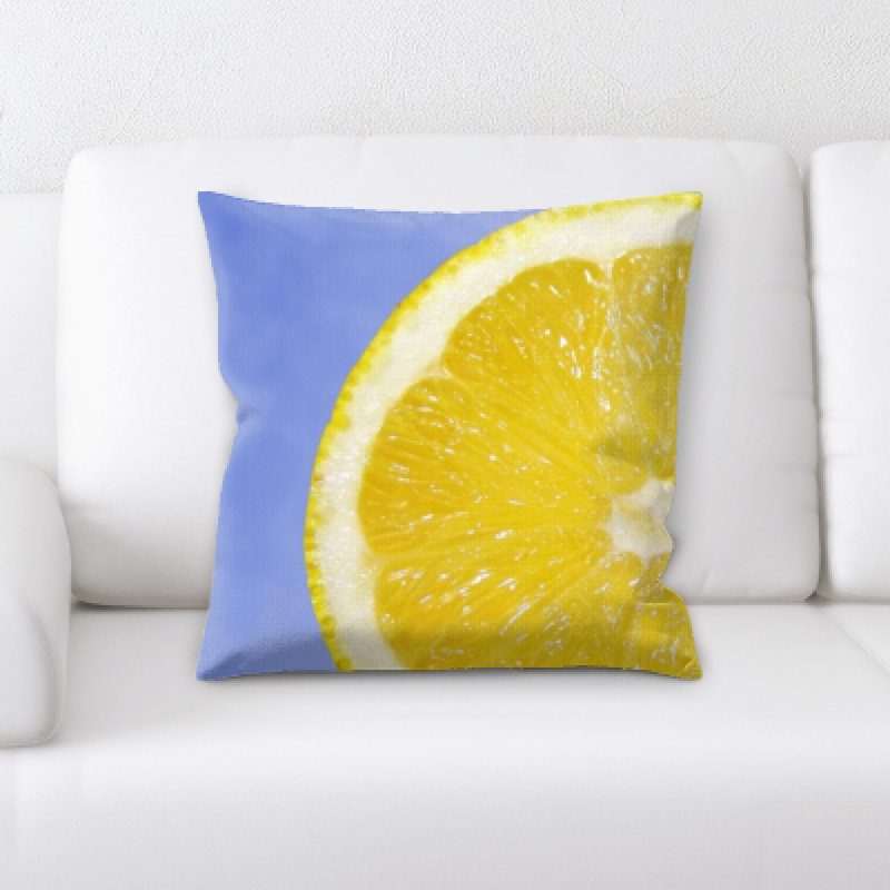 Bilodeau Fruits Orange Slice on a Blue Background Throw Pillow