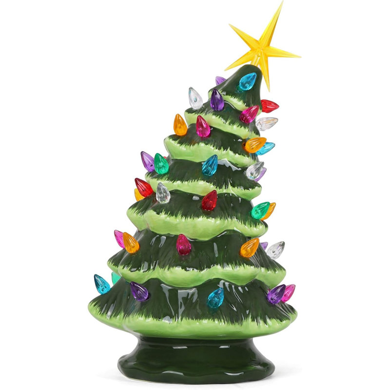 Arbre de Noël en céramique vert incliné 9,5 po