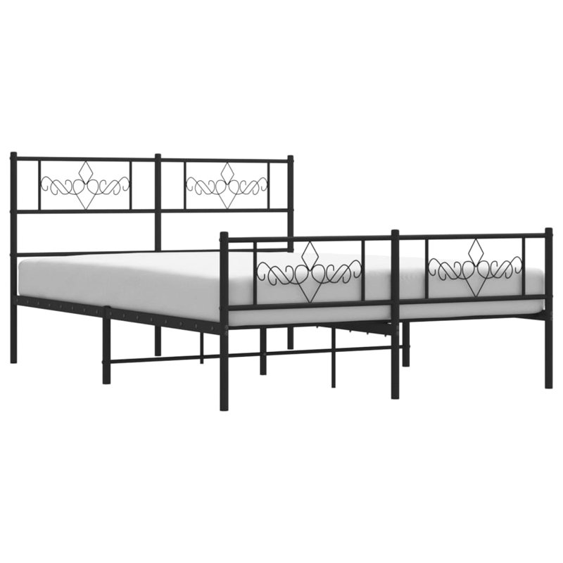 Metal Bed Frame Without Mattress With Footboard Black 200cm, European Kingsize (160 x 200 cm)