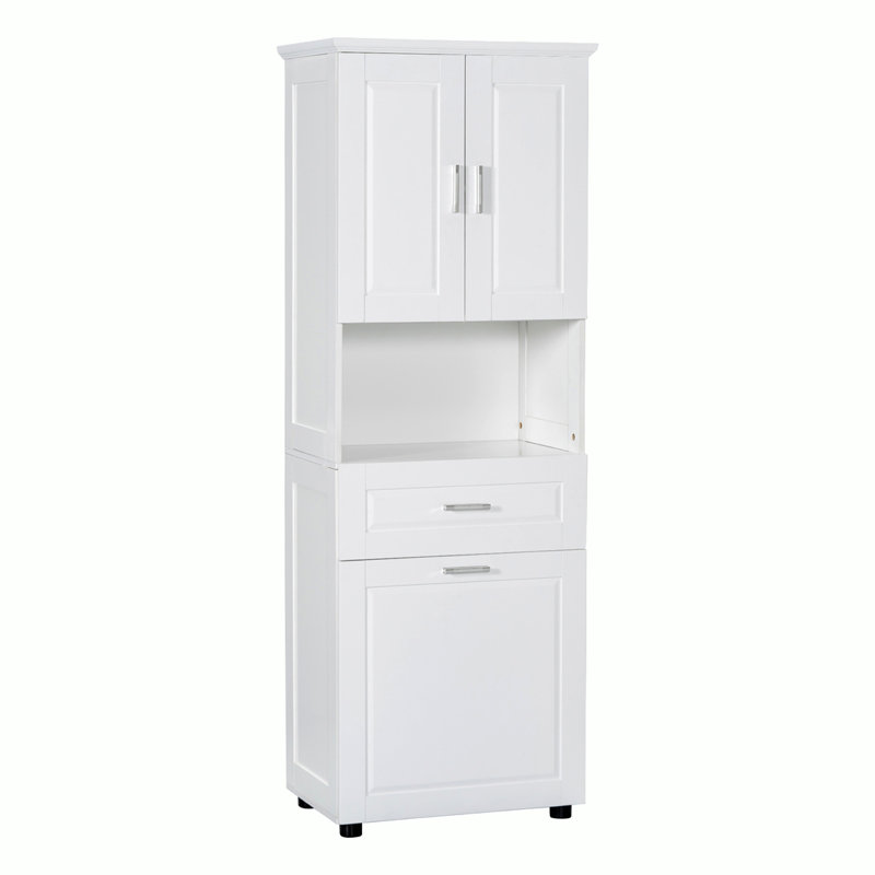 Large Storage Space Tilt-Out Laundry Hamper and Upper Storage Cabinet