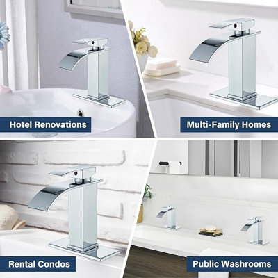 Ensemble de robinetterie double Mosson en chrome poli, 2 robinets de cascade avec plaques de montage et bondes escamotables