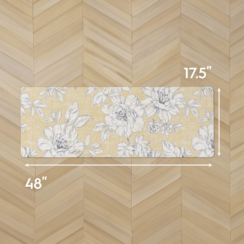 Laura Ashley Iris Comfort Standing Anti-Fatigue Mats, Yellow/Gold, Rectangle 1'5" x 4'