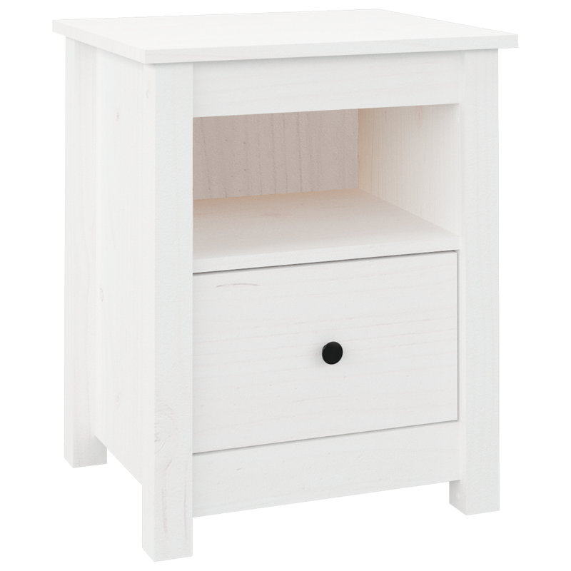 Bedside Cabinet 40X35x49 Cm Solid Wood Pine, White