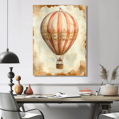 Balloon Above the Morning Clouds II - Vintage Transport Framed Canvas Print