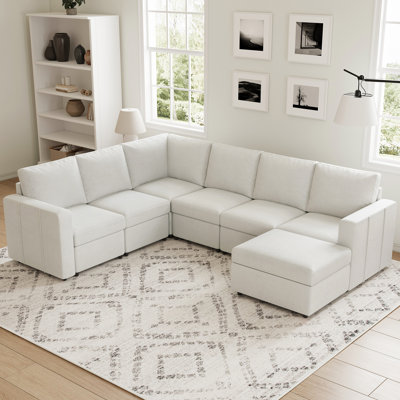 Canapé de coin convertible en forme de L en chenille 8 pièces Seybert