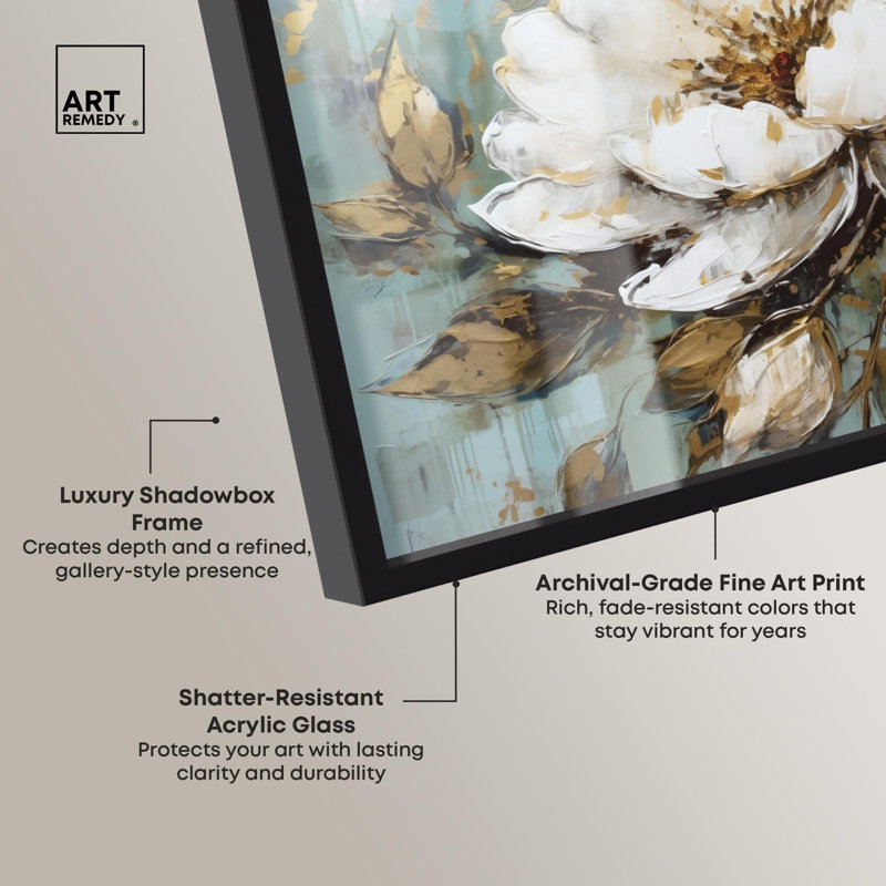 «Glam Flower», art floral rose par Shadowbox, Noir, H 17 po x l 25 po