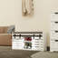 Modern Shoe Storage Bench, 2-Tier Entryway Bench With 2 Sliding Barn Doors & Full Soft Removable Seat Cushion For Entryway, Hallway, Bedroom-White