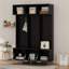 Modern Large Storage Hall Tree With Bench, Multi-Functional Storage Bench With High Gloss Fluted Doors-115111581